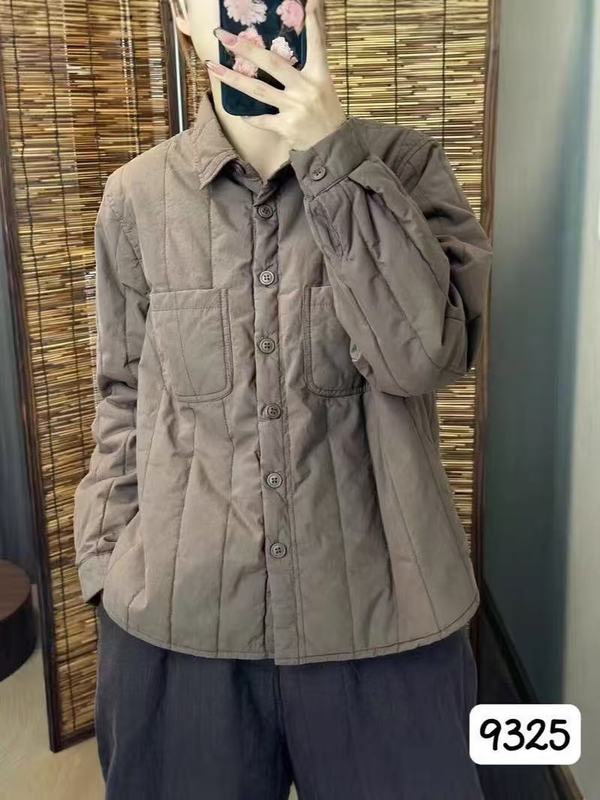 高端品质复古棉衣女冬季女装翻领夹棉长袖外套女新款气质款薄棉衣|undefined