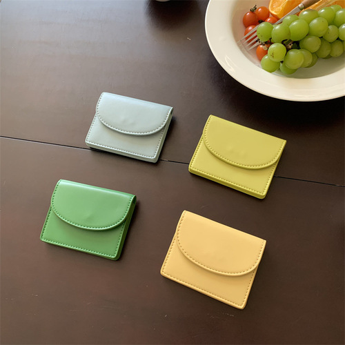 Korean style bag for women retro compact coin purse card holder card holder portable fashion flip pu coin purse women's ID bag