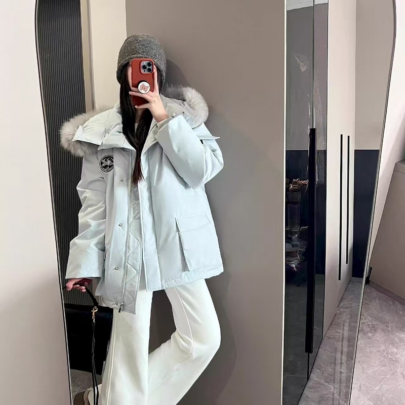 毛领派克棉服女款冬季高级感徽章工装棉衣立领连帽美式棒球服外套|undefined