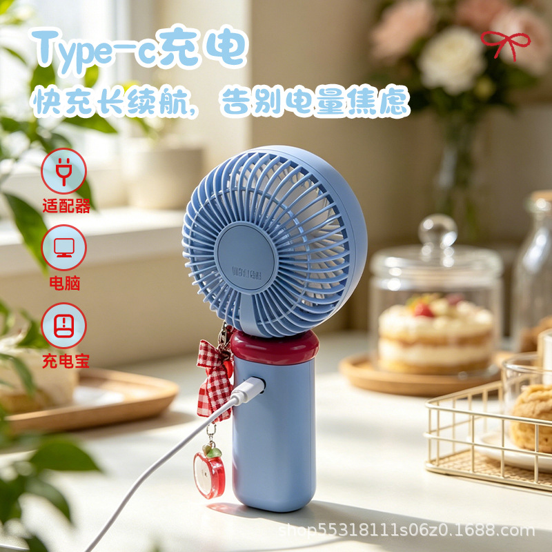 Ocean Penguin Handheld Mini Fan with Pendant Cartoon USB Charging Three-Speed Fan for Summer Student Dormitory 3