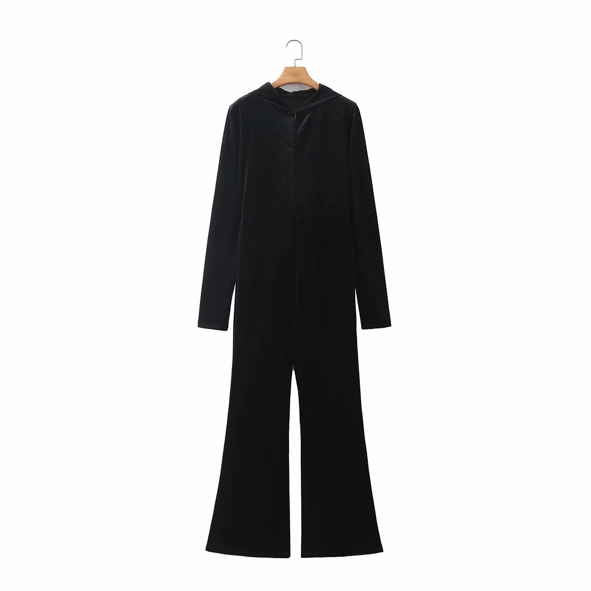 Autumn new pattern Women's wear European style Hooded Solid Versatile leisure time Bell-bottoms Jumpsuits Foreign trade Women's wear