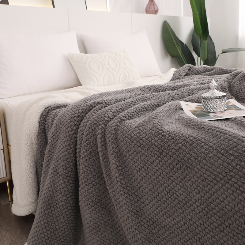 2023 Nueva Rosa Cachemira lana de cordero de color sólido multi-funcional manta doble capa engrosada Comercio exterior al por mayor