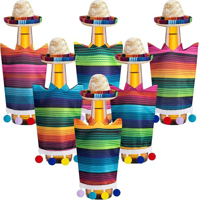 Бутылка вина маленькая Мексиканская соломенная шляпа Мини шляпа для домашних животных украшение для вечеринки маленькая соломенная шляпа винная бутылка шляпа шарф костюм