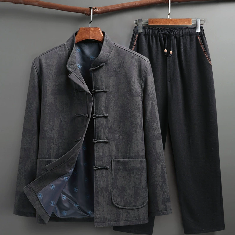 Тан Одежда для мужчин среднего и пожилого возраста Весенняя и осенняя одежда для пожилых людей