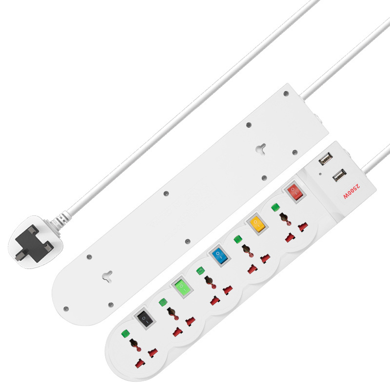Gelistar外贸跨境电商国际通用彩色独立开关带USB便宜排插插线板