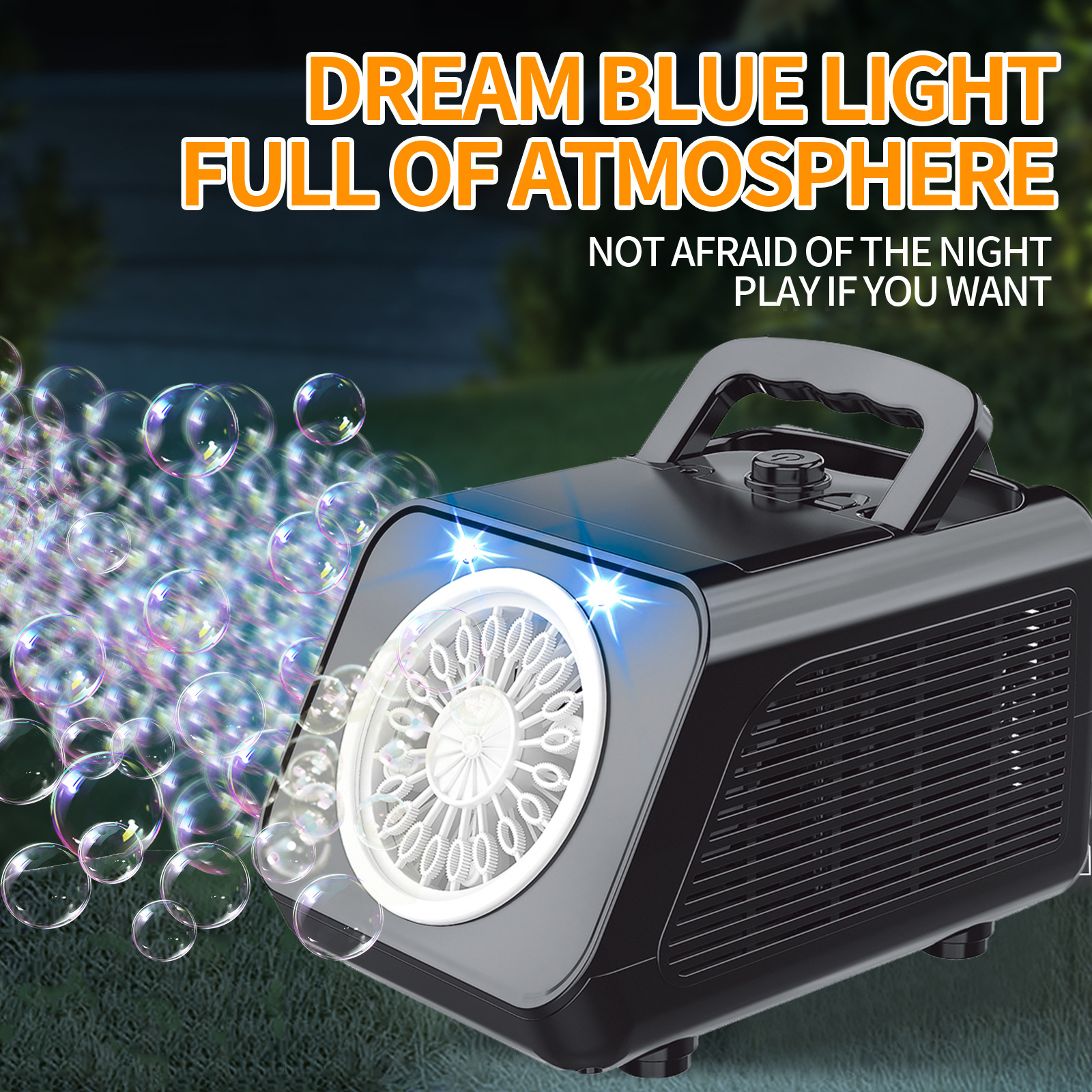 Cross-Border Stage Bubble Machine Rechargeable Outdoor Wedding Handheld Fully Automatic Bubble Blowing Machine Light-Up Party Toy Wholesale