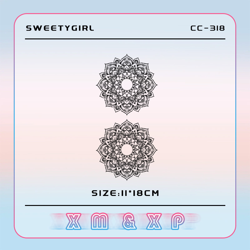 性感曼陀罗花纹胸花纹身贴防水防汗持久女性感大胸高级感自然显色