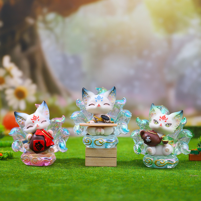 Red popular venta de talento pequeño zorro ciego caja de escritorio adornos serie de nueve colas de zorro exquisitos regalos decoración del hogar al por mayor