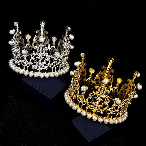 Tiara children birthday child full circle crown bride jewelry wedding highlight pearl cake baking