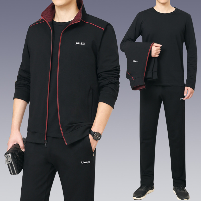 2019 nuevo traje deportivo de hombre primavera y otoño ropa deportiva de manga larga papá ropa deportiva de mediana edad image 1