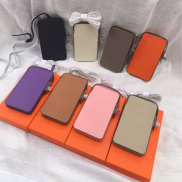 Genuine Leather Mobile Phone Bag for Women, Lock Buckle Bag, Versatile Vertical Wallet Box Bag, Solid Color Single Shoulder Crossbody Mini Women's Bag