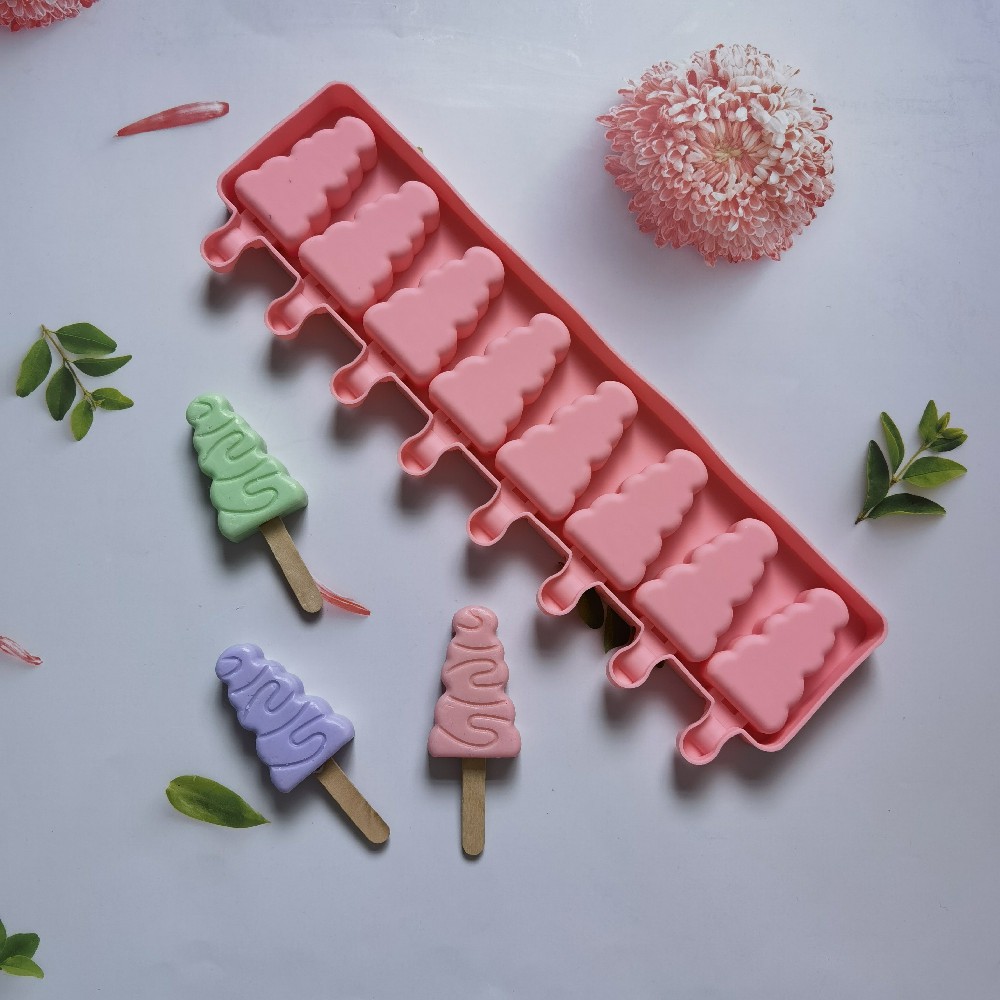 8 árbol de Navidad helado 35 molde de silicona pastel helado pudín molde de postre jabón utensilios