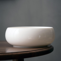 茶洗羊脂玉水洗い陶磁器茶道具特大サイズの筆洗茶かすかめ白磁水盆茶杯洗茶道零配