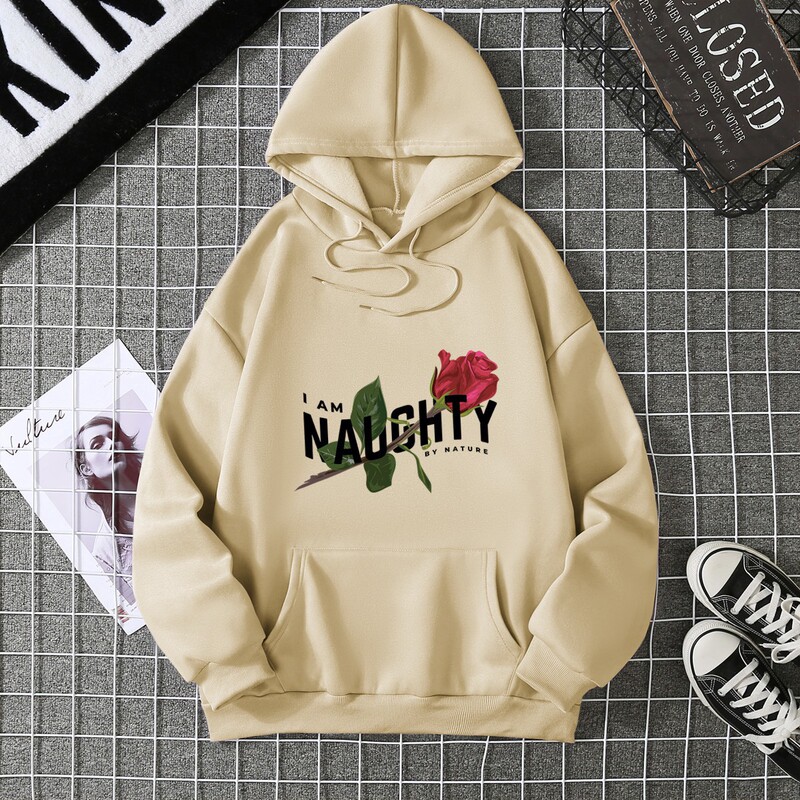2025 Cross-Border Export Women's American Plant Print Sweatshirt Hooded Autumn and Winter New Wholesale Loose Casual Pullover