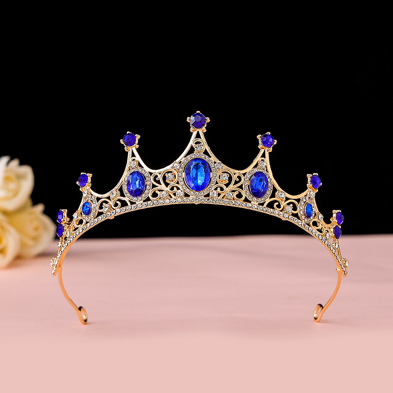 Online Rojo Negro Barroco corona tocado novia estilo coreano 18 años de edad, mujer adulta Ceremonia de cumpleaños princesa Corona al por mayor