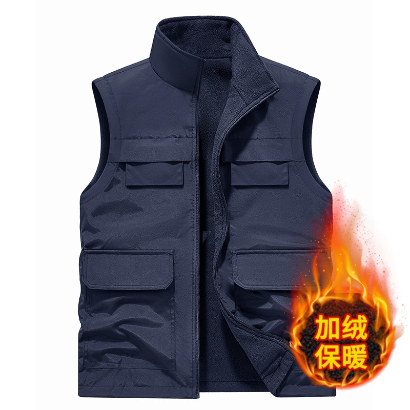 Chaleco de lana impermeable al aire libre abrazadera de caballo transfronteriza fuera de invierno fotografía de pesca multi-bolsillo chaleco de herramienta hombre personalizado