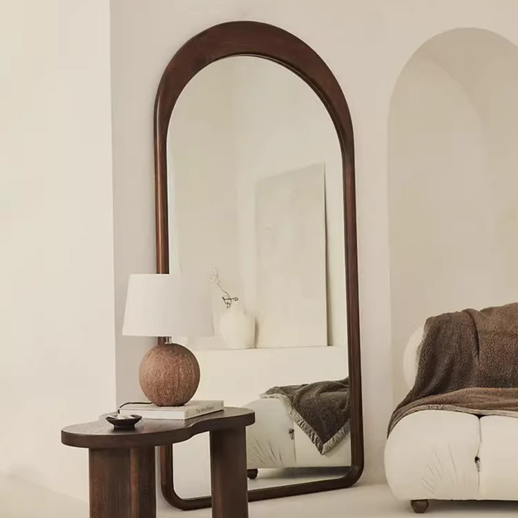 French-Style Full-Length Mirror, Retro Arched Dressing Mirror, Home Bedroom Clothing Store Fitting Mirror, American-Style Vintage Floor Mirror