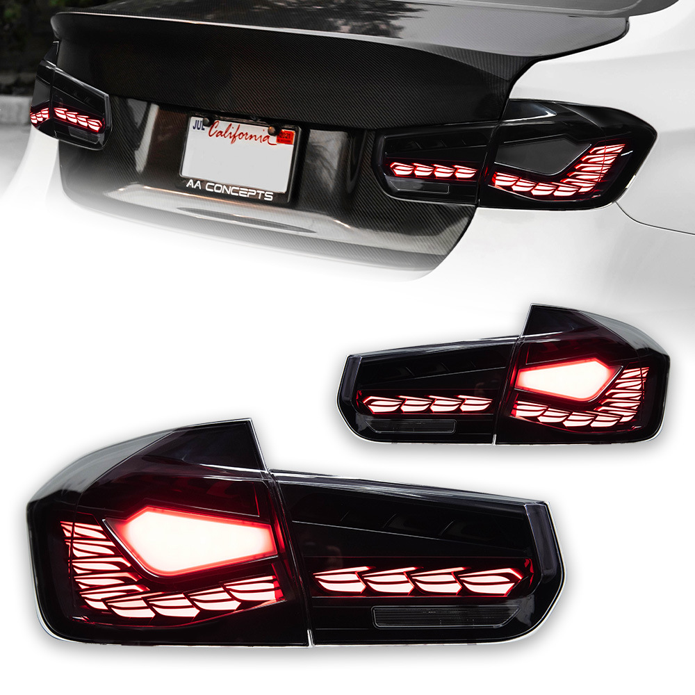 Suitable for 12-18 Bmw 3 Series Tail Light Assembly F30F35 Modified Led Double Dragon Scale Tail Light with Sequential Turn Signal
