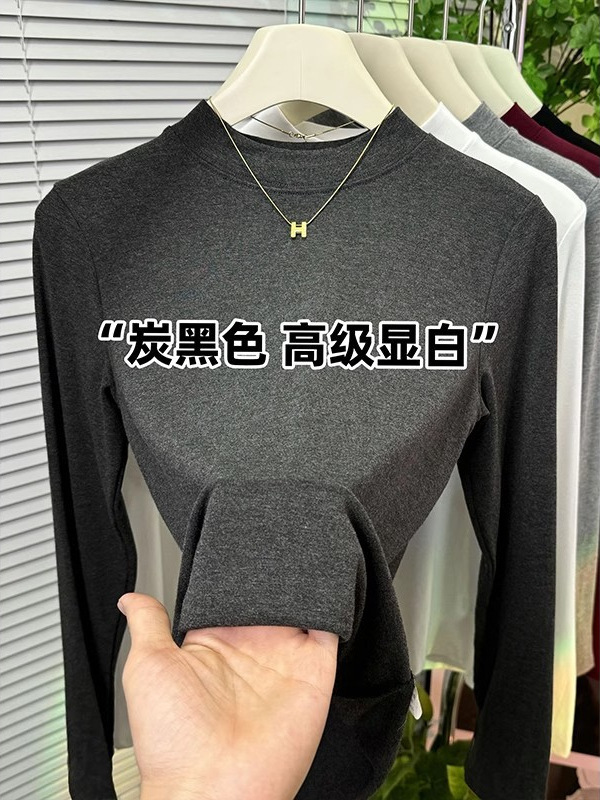 高级感优可丝长袖半高领打底衫女内搭2025秋冬百搭显瘦上衣T恤|undefined