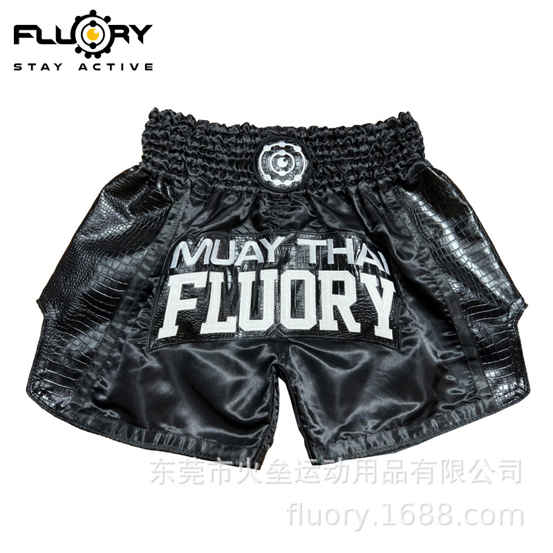 FLUORY Fire Base Muay Thai Shorts Kids Sanda Fighting Med Adult Training Boxing Muay Thai Shorts