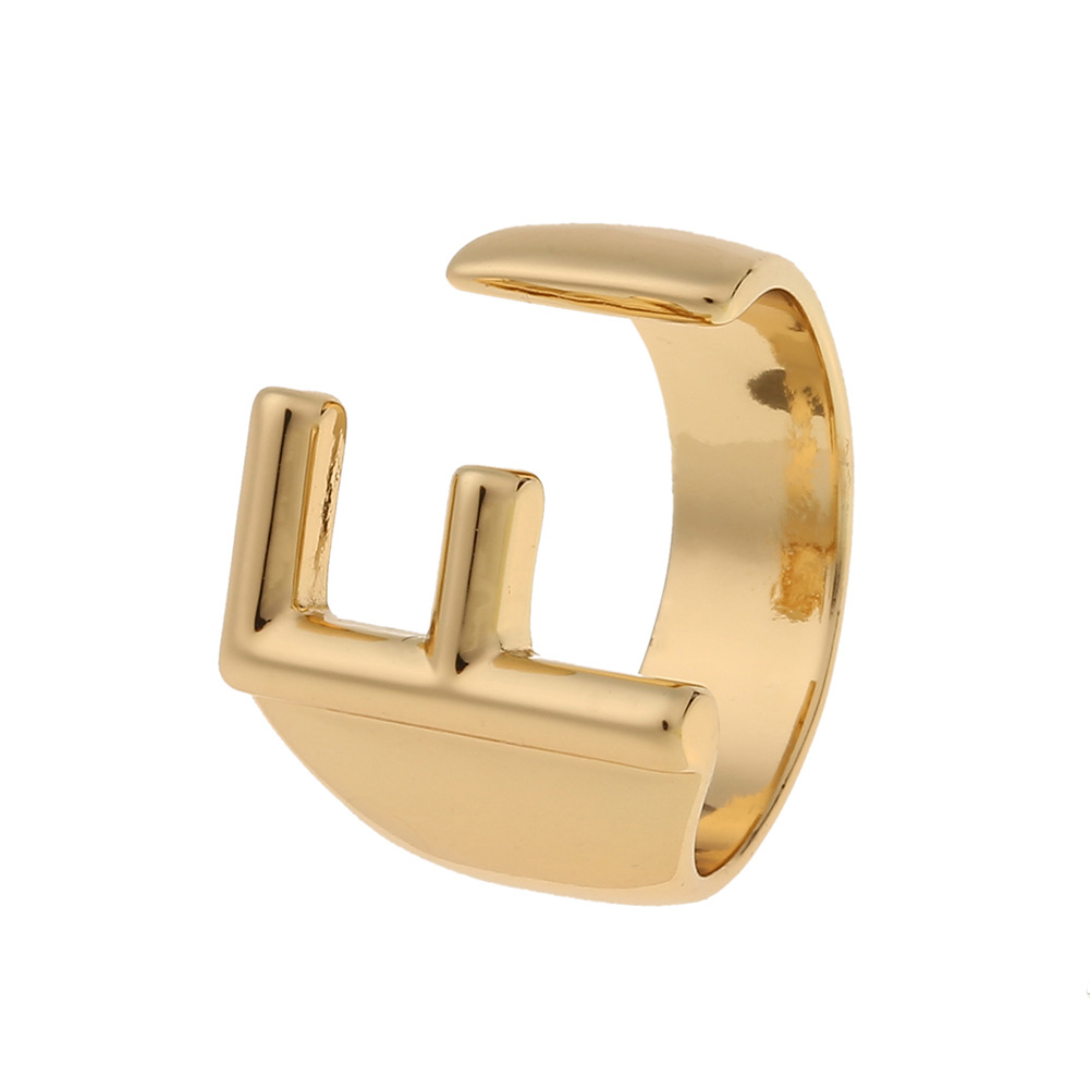 5g Weight Birthday Occasion Copper Material Letter Pattern Unisex Gender Fashion Style Fashion New Style Copper 26 English Letter Ring 17