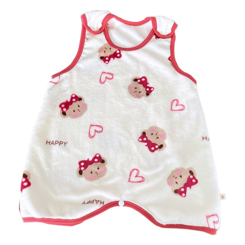 Autumn and winter baby flannel sleeping bag children's Four Seasons thick split-leg sleeping bag boys and girls cartoon homewear jumpsuit