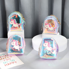 New Cartoon Unicorn Coin Purse Zipper Small School Bag Strap Model Foreign Trade Supply Transparent PVC Key Bag Women