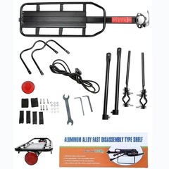 Quick release mountain bike rear rack thickened bicycle carrier weighted aluminum alloy tail rack with reflective sheet