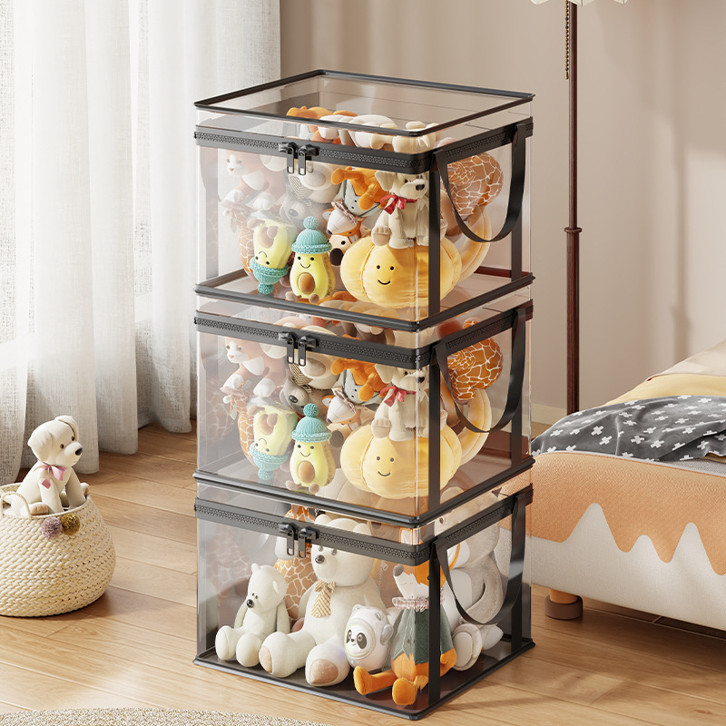 Cilindro Organizador de Juguetes de Peluche de Plástico y Tela, Transparente, Gran Capacidad, para Muñecas