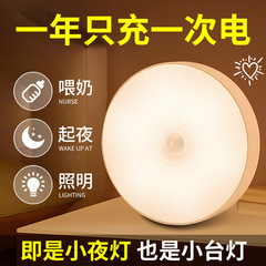 スマートled人体誘導灯小夜灯家庭用寮トイレ夜用光感充電小夜灯電気スタンド