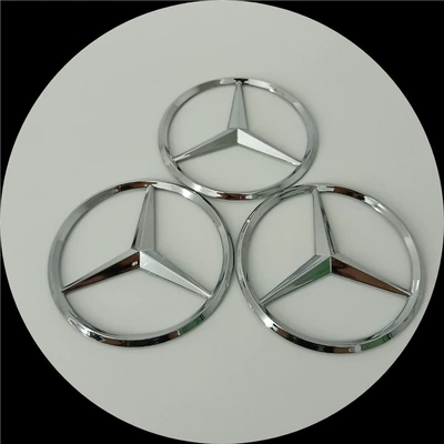 Mercedes-Benz three-pointed star emblem, electroplated, for A-Class, C-Class, and E-Class models, can be applied to the trunk, 9cm