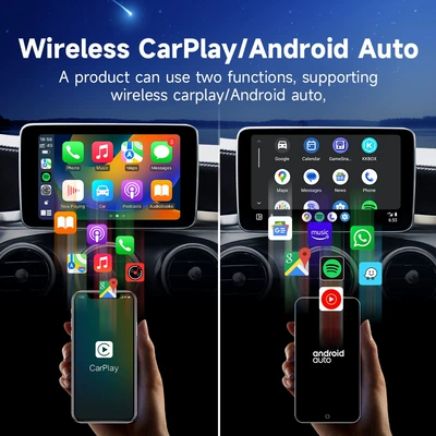 Two-in-one wired to Simsiz CarPlay və Android Auto