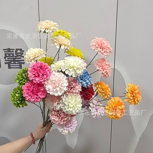New three-headed dark fragrance flower wedding home decoration flower arrangement hotel studio photography set fake flower simulation flower wholesale