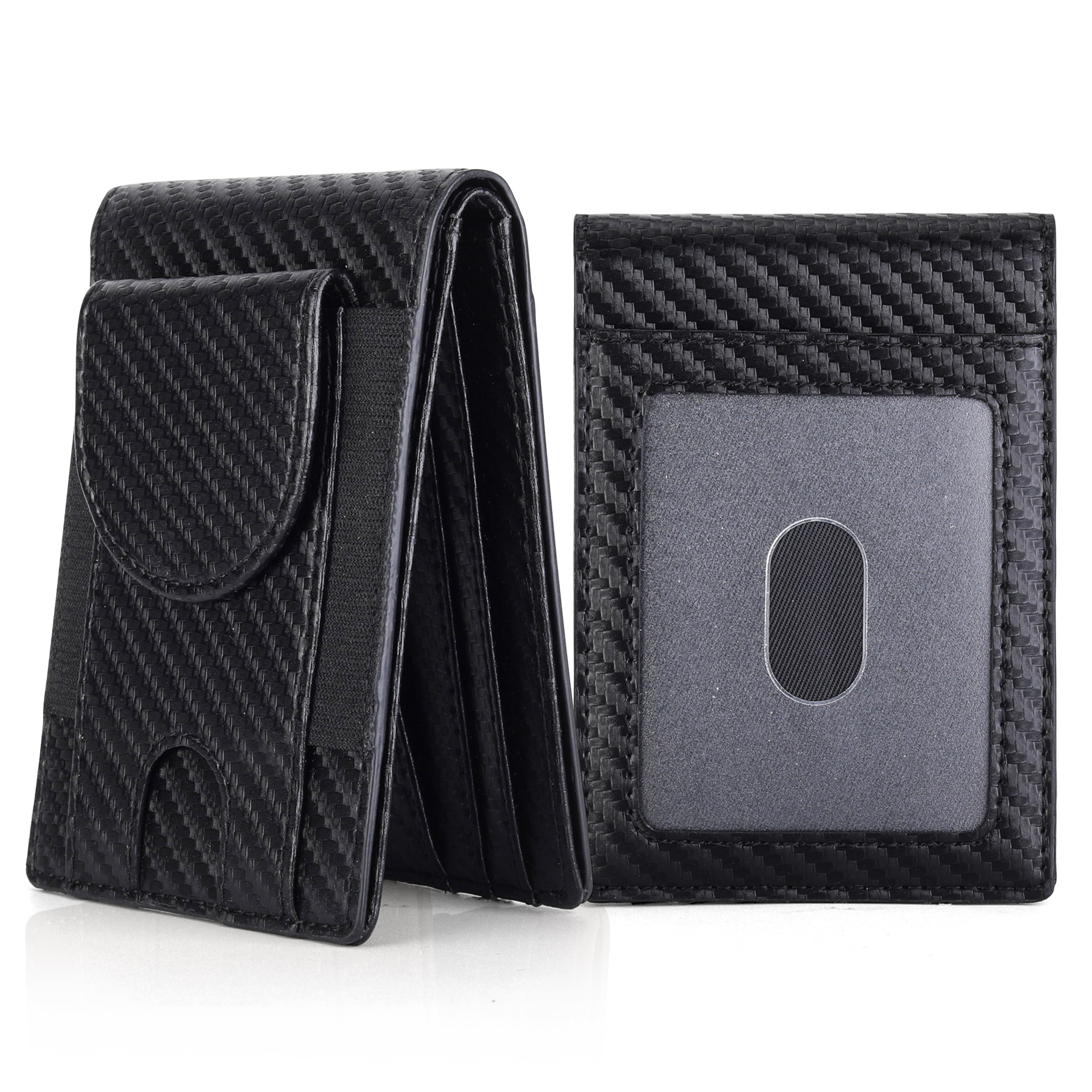 Cartera corta antirrobo RFID de Amazon para hombre, clip para tarjetas de crédito y dinero, cartera multifuncional de fibra de carbono