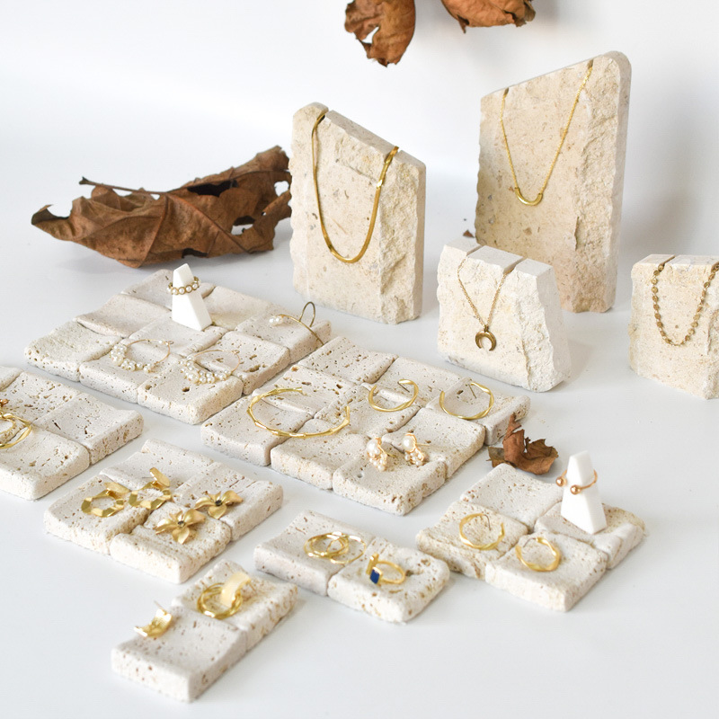 Natural marble jewelry display stand earring necklace hanger photo prop