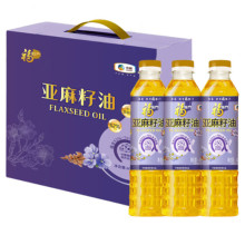 中粮福临门亚麻籽油礼盒400ml*3冷榨食用油冷榨工艺福利慰问品