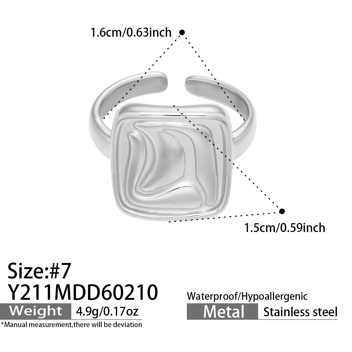 Geheimnisvolles, geometrisches und unregelmäßiges offenes Ring-Set im Retro-Nischendesign, personalisierter Damenring aus Edelstahl_voghion.com