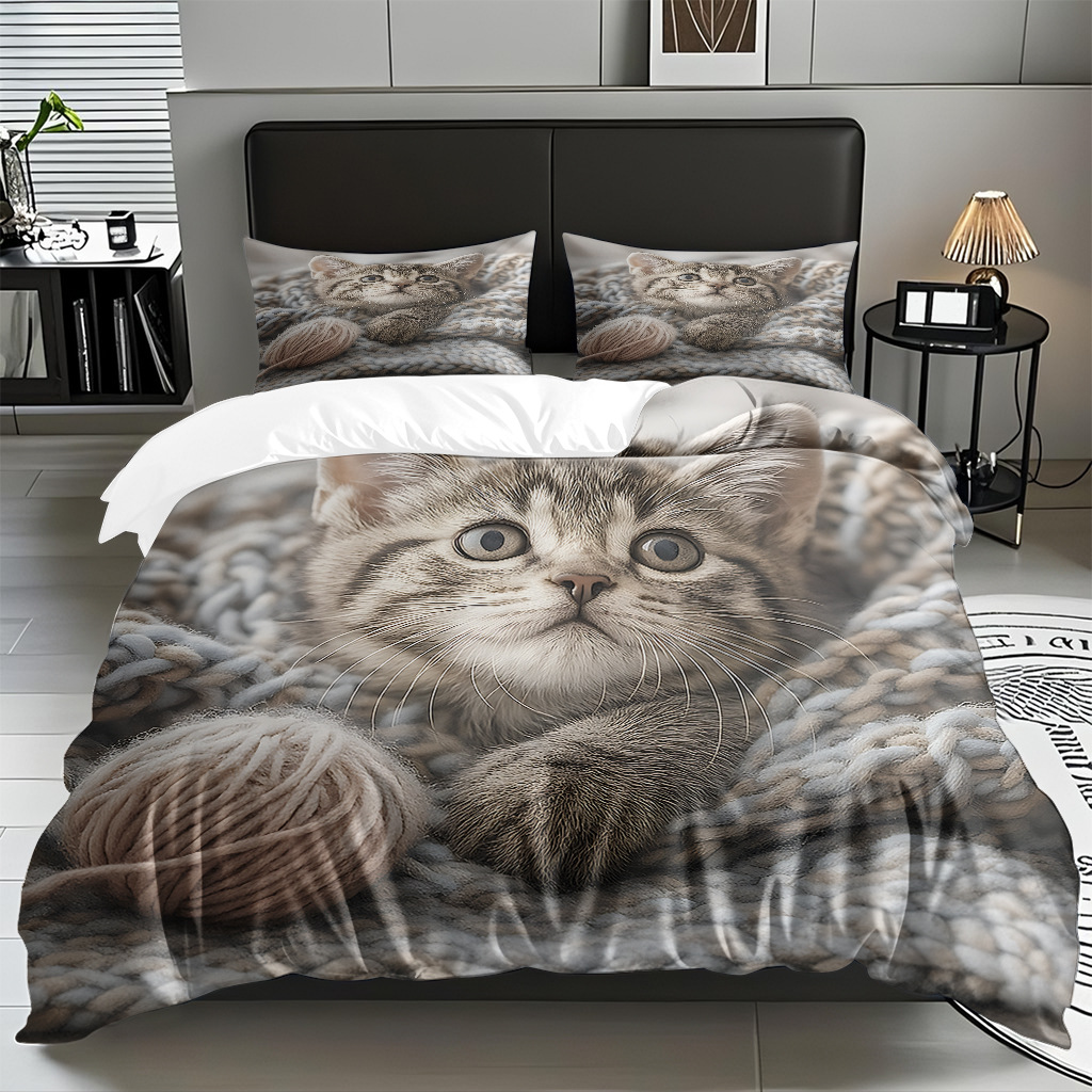 Kit de edredón de impresión digital para gatitos de piel directa a la fábrica puede llevar TEMU / JIT