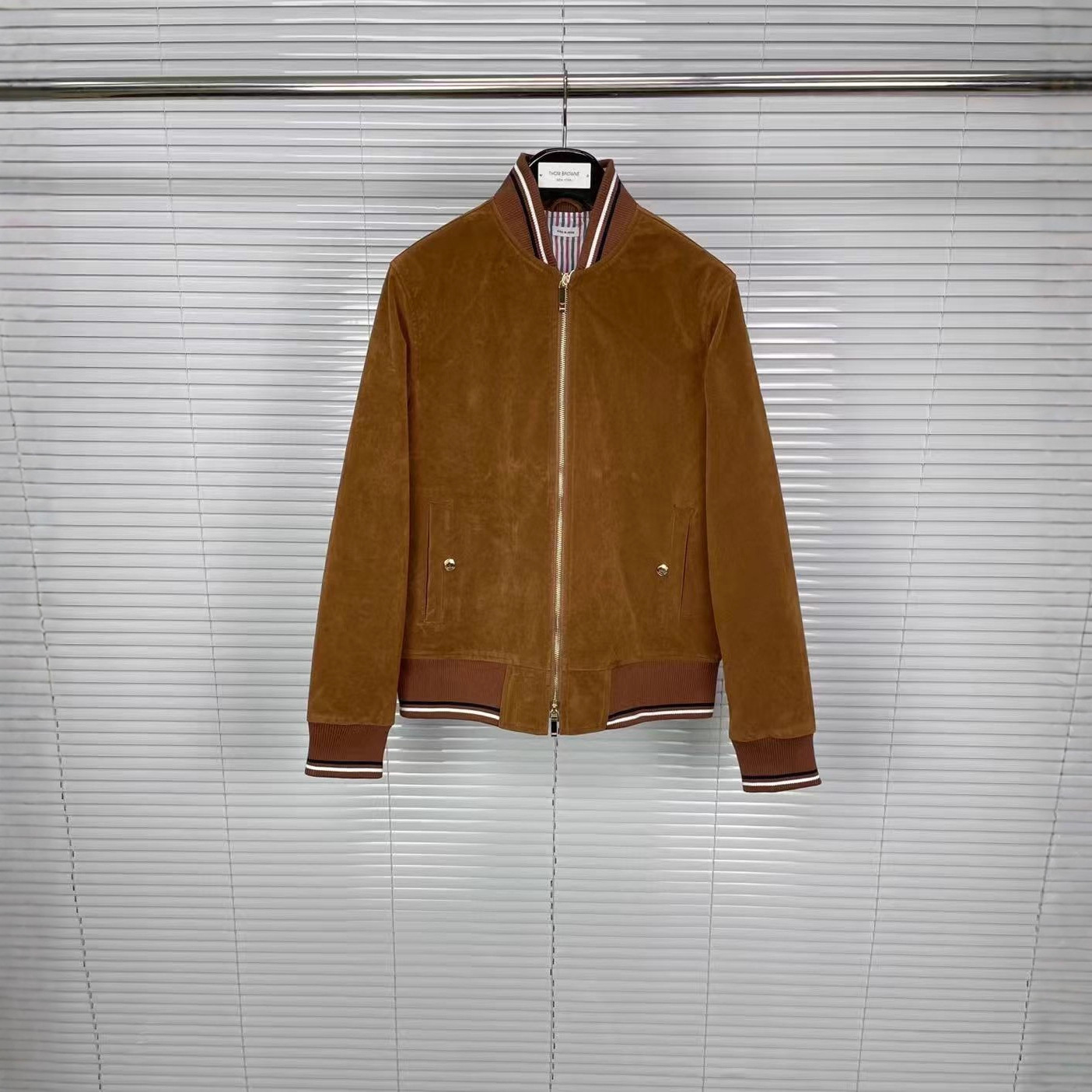 TB Factory Direct Sales Autumn/Winter New Deerskin Baseball Jacket, Unisex Solid Color Zipper Stand Collar Jacket