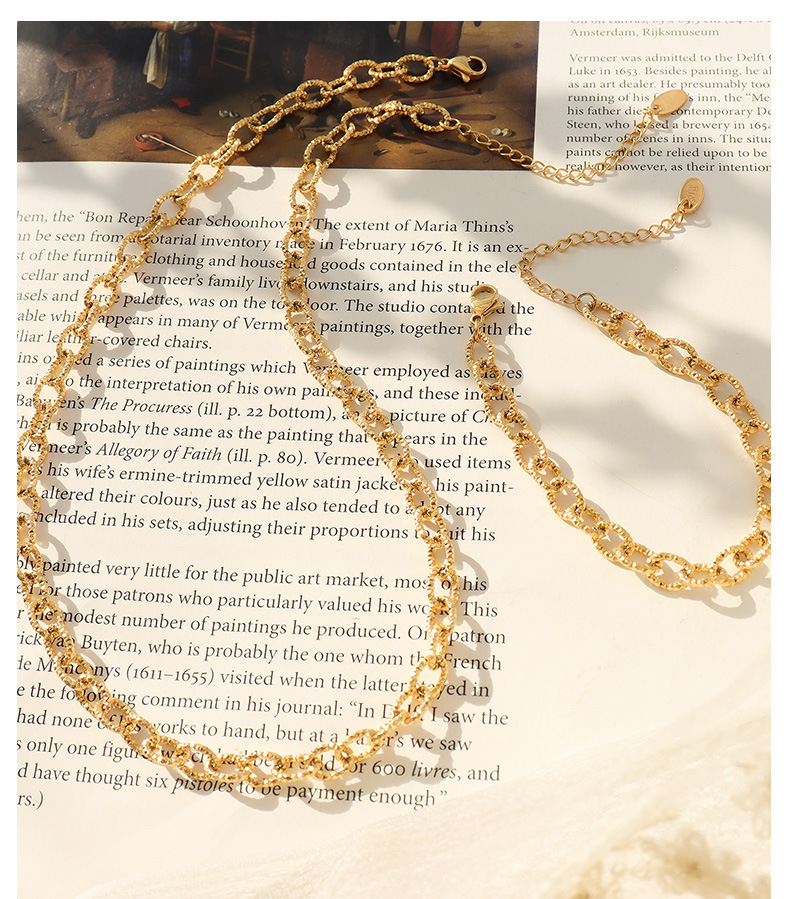 Gold, Silver Color European And American Thick Chain Necklace Bracelet Titanium Steel