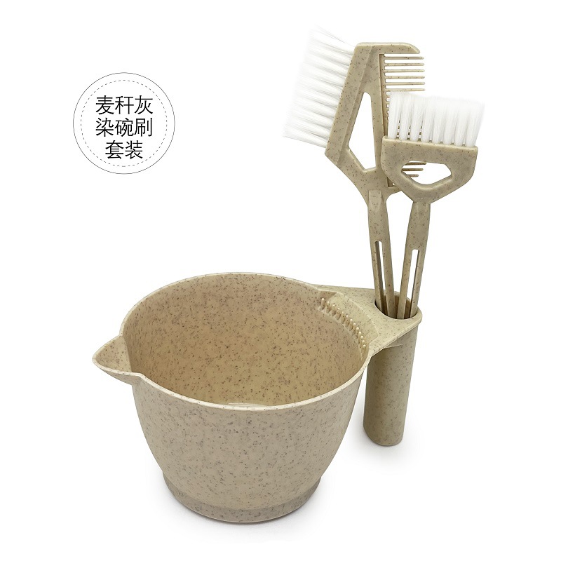 Tazo de teñido de cabello conjunto de cepillo de aceite de cuidado de cabello para peluquería para salón de peluquería para paja de trigo ecológica pasta de teñido tazón