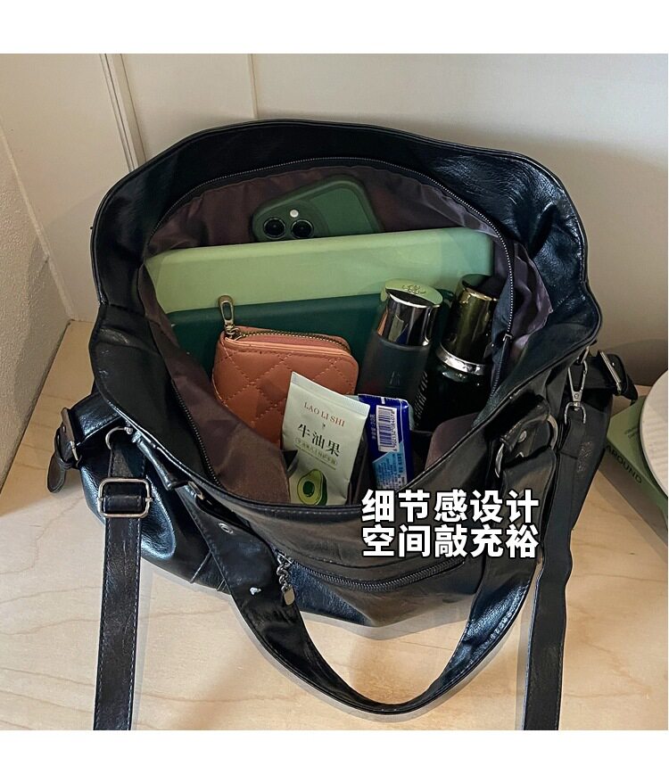 Túi tote nữ cỡ lớn đựng nhiều đồ, túi đeo vai kiêm túi xách tay và đeo chéo, phong cách đơn giản — màu cà phê, màu trắng ngà, đen chi tiết 9
