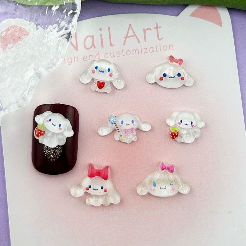 Новый Sanrio мультфильм лед через нефритовую собаку ногтей украшения смешанная смола diy девчушка сердце ногтей аксессуары оптом