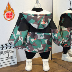 Boys' Padded Sweatshirt Autumn/Winter Stylish Hooded Jacket 2023 New Children's Thick Clothing Baby Warm Top