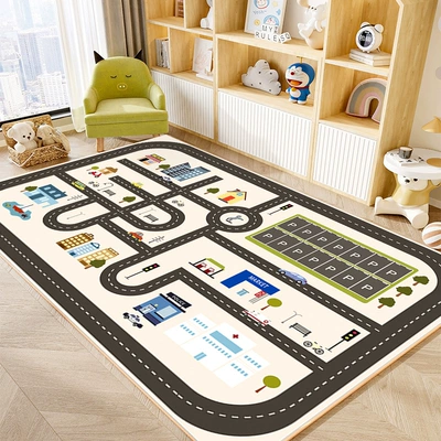 Early Education Play Bedroom Floor — Avtomobil döşəmə paspasları - dream-micro-city-1-super-soft-anti-slip-crystal-cloud-velvet-80120cmentrance-size