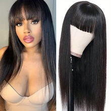 Japón y Corea del Sur explotaron el aire dorado claro cabello largo recto y peluca de frange natural realista fibra química cubierta de cabeza completa