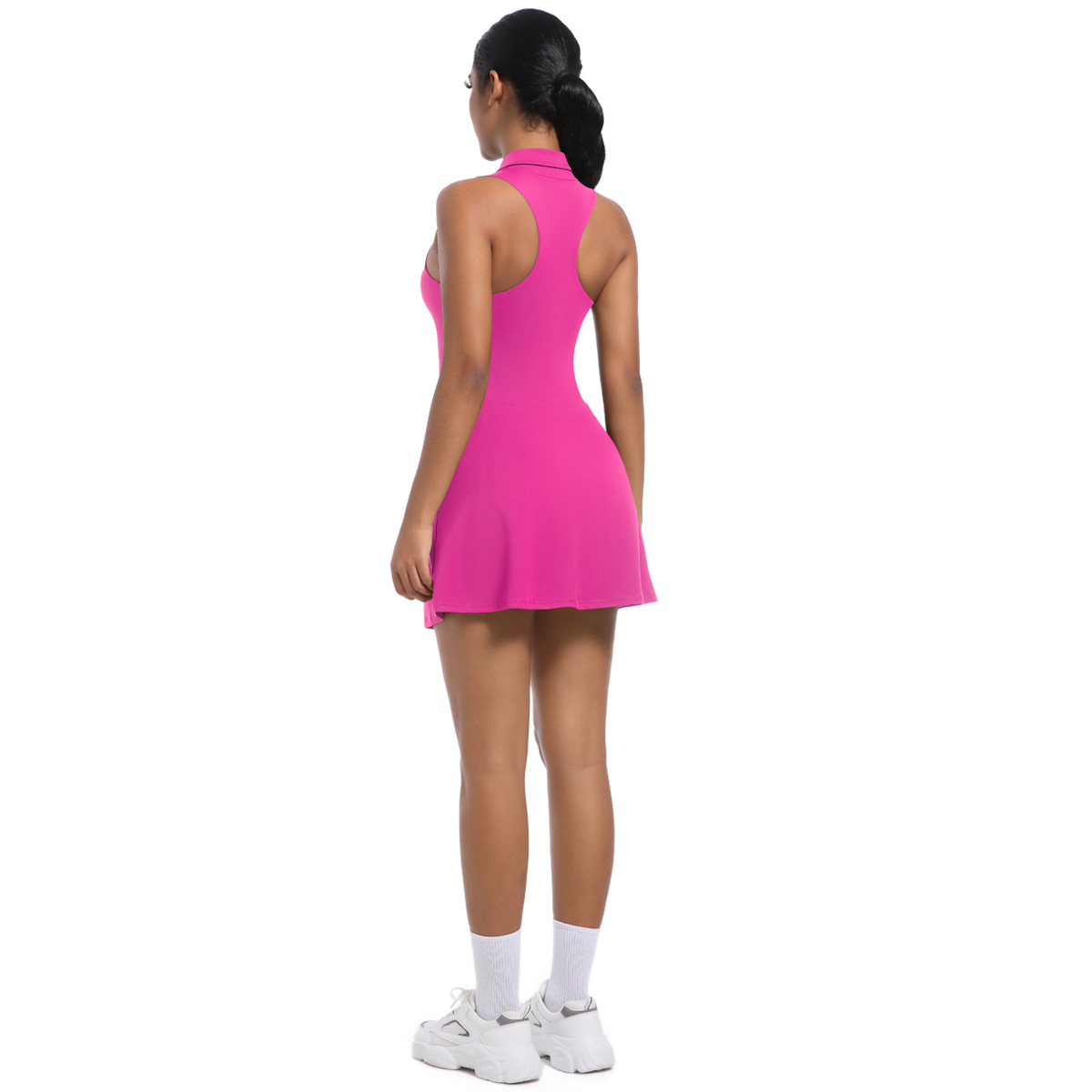 Nouvelle robe de sport taille haute à col rabattu et coupe ajustée pour femme, tenue de course, de golf, de tennis, de yoga_voghion.com