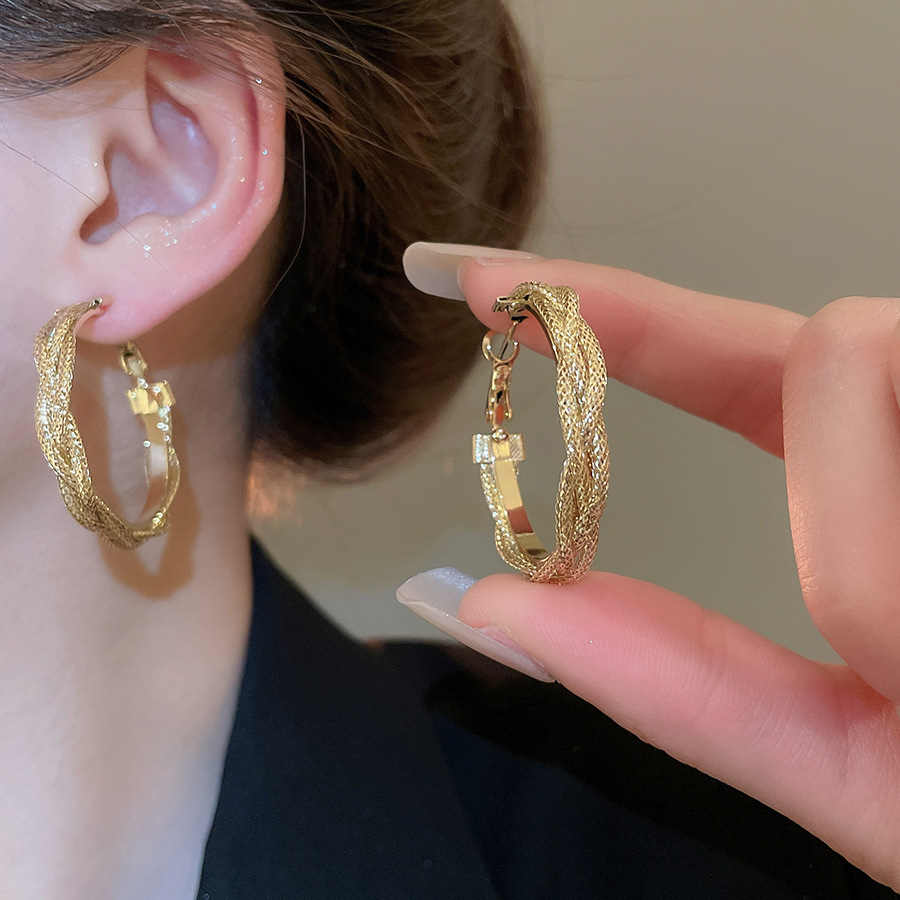 Pendientes ovalados simples de aguja de plata Pendientes de tendencia de personalidad transfronteriza europea y americana Pendientes de diseño de todo fósforo de nicho al por mayor