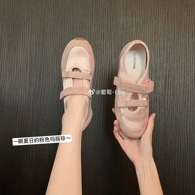 Versión de piel de vaca de la uva de la misma gota de agua hueco doble velcro ballet mary-zhen zapatos deportivos casuales de mujer