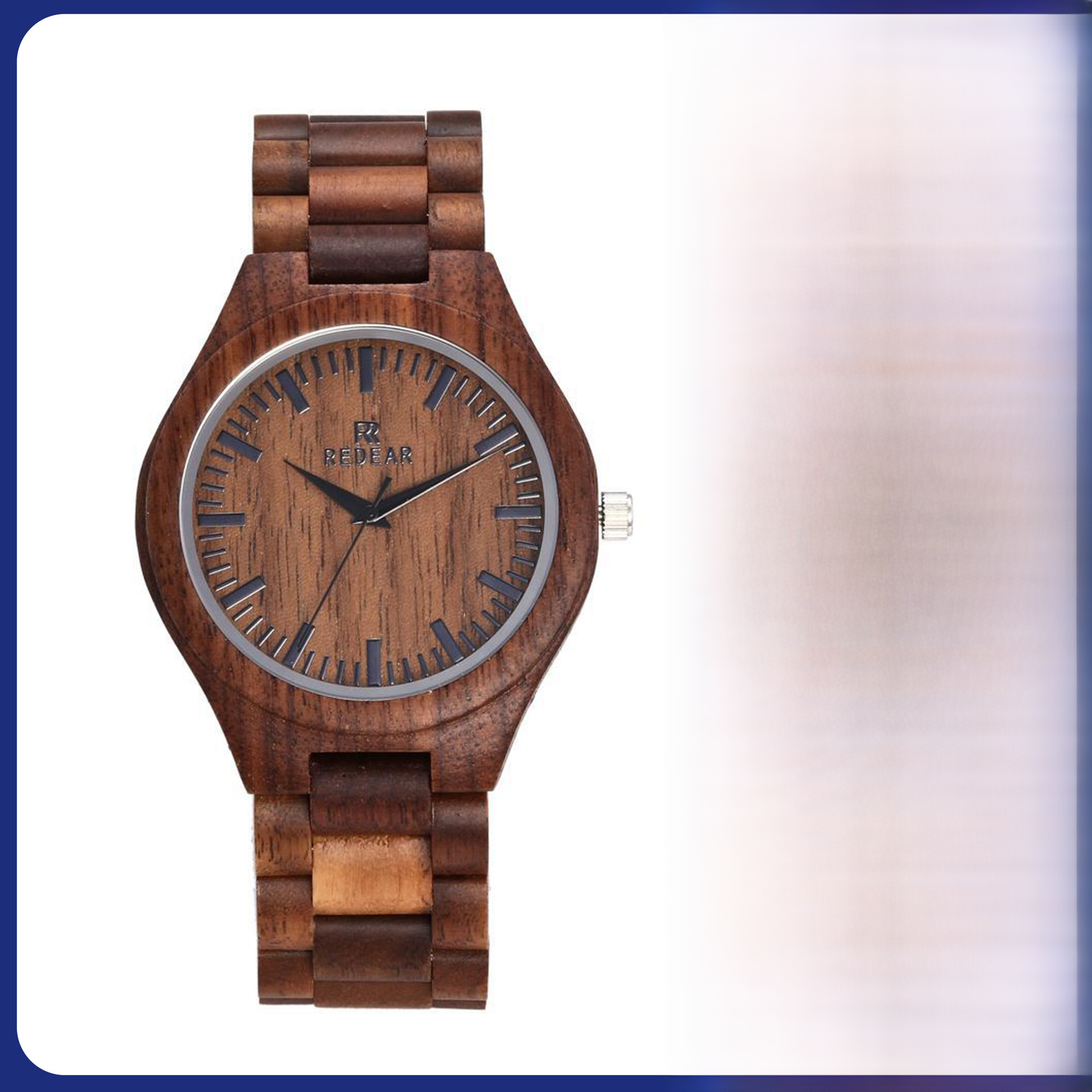 跨境装饰男士手表商务胡桃木石英表日本机芯亚马逊热卖一件代发